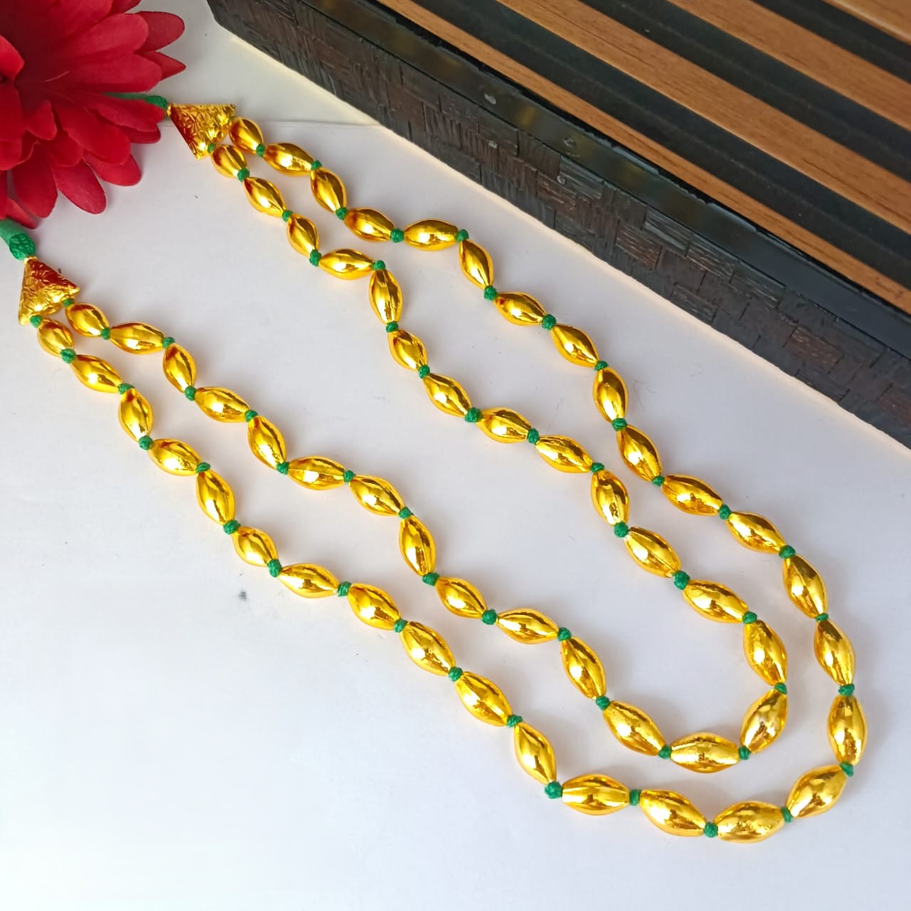 दोन पदरी बोरमाळ लांबट मणी - Bormaal Lambde Mani -2 Layered