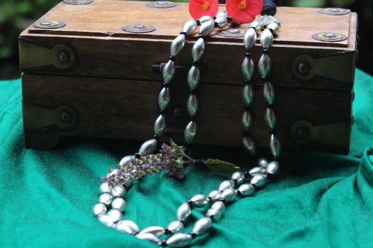 दोन पदरी बोरमाळ लांबट मणी - Bormaal Lambde Mani -2 Layered