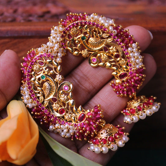 कर्णमयूर कान - KarnaMayur Kaan (Ruby)(Handcrafted)