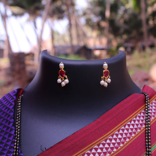 तन्मणी मंगळसूत्र - Tanmani Mangalsutra (Ruby Pink and White)