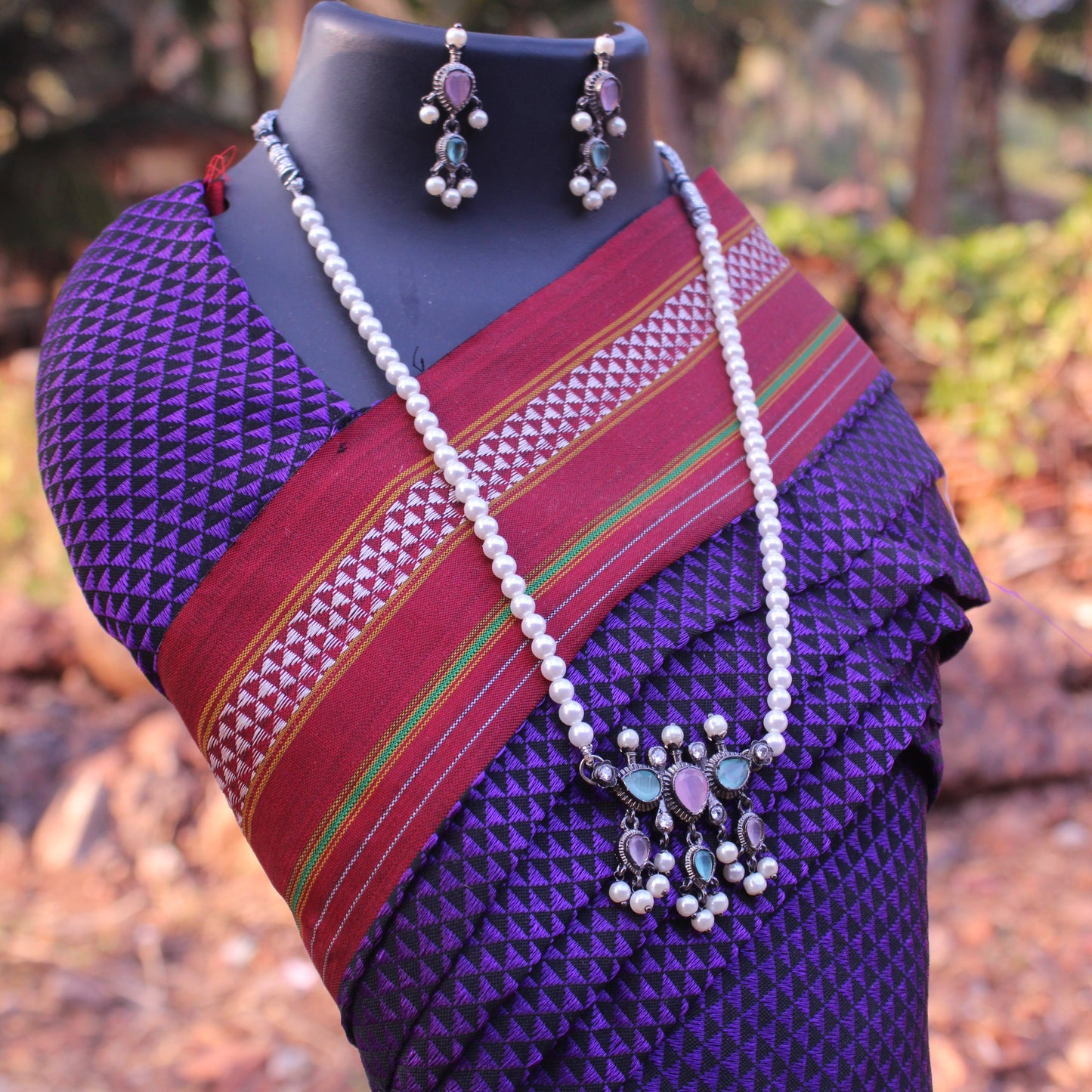 गुलाबी व फिरोजा रत्न तन्मणी - Rose Turquoise Tanmani (3 Stones)