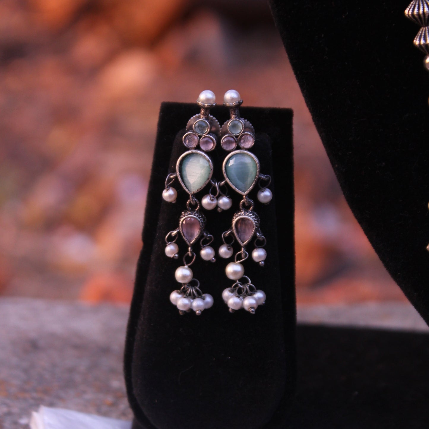 गुलाबी व फिरोजारत्न तन्मणी - Rose-Turquoise Tanmani (7 Stones)