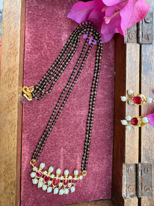 तन्मणी मंगळसूत्र - Tanmani Mangalsutra (Ruby Pink)