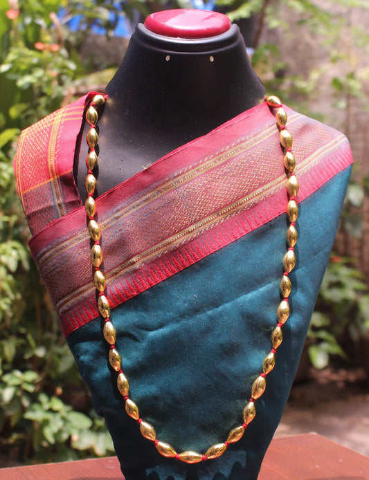 एक पदरी बोरमाळ लांबट मणी - Bormaal Lambde Mani - Singe Layered