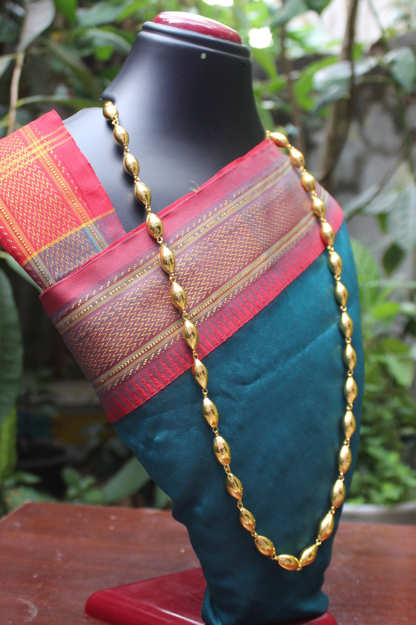 एक पदरी बोरमाळ लांबट मणी - Bormaal Lambde Mani - Singe Layered