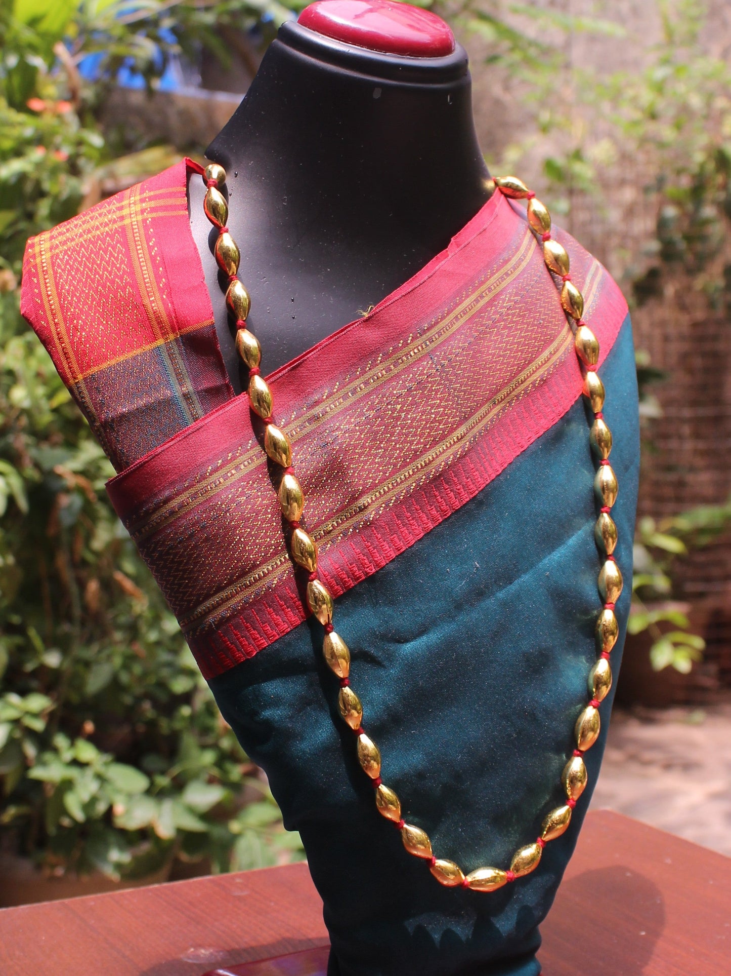 एक पदरी बोरमाळ लांबट मणी - Bormaal Lambde Mani - Singe Layered