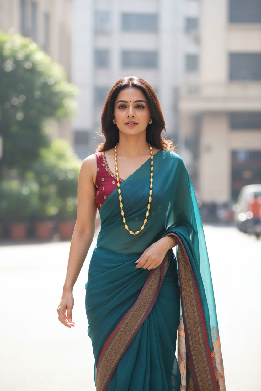 एक पदरी बोरमाळ लांबट मणी - Bormaal Lambde Mani - Singe Layered