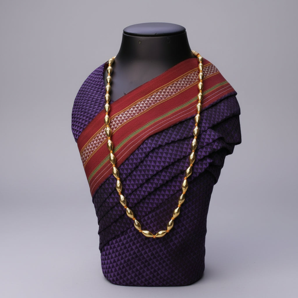 एक पदरी बोरमाळ लांबट मणी - Bormaal Lambde Mani - Singe Layered