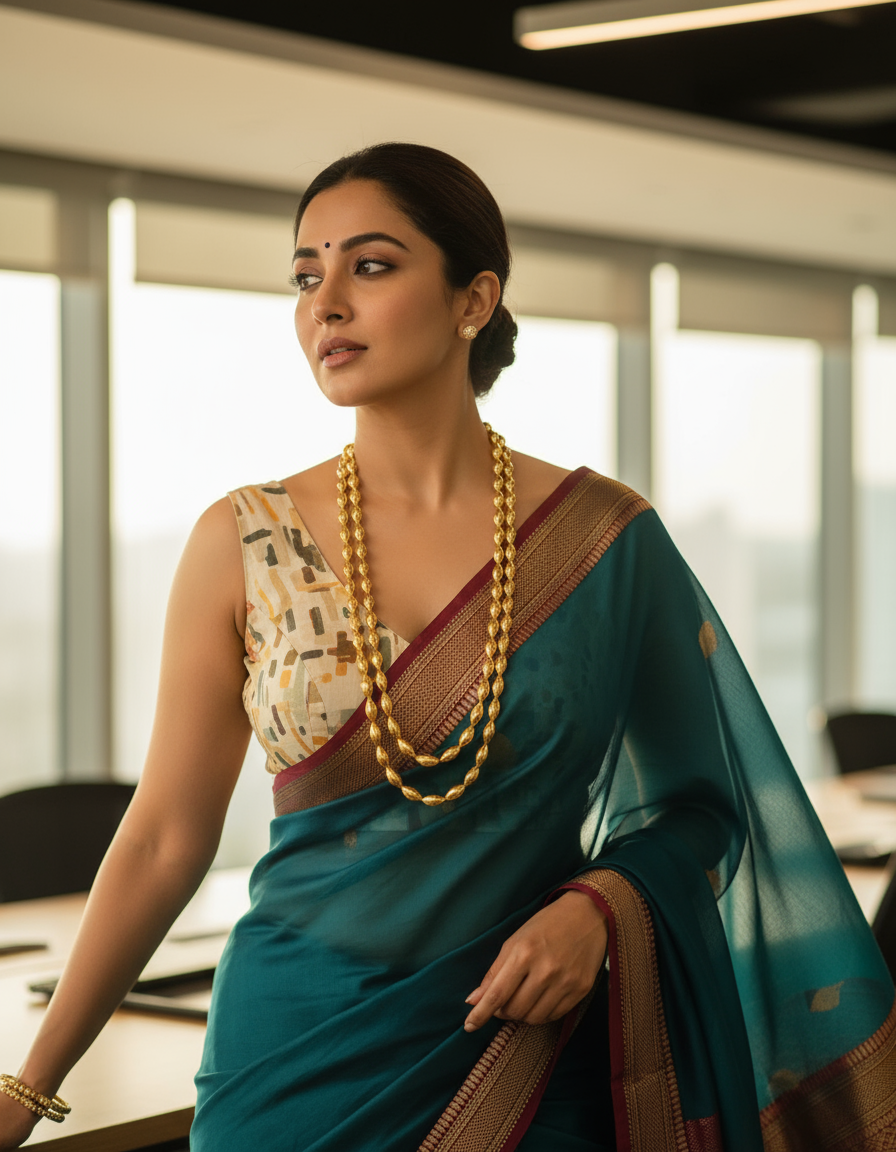 दोन  पदरी बोरमाळ लांबट मणी - Bormaal Lambde Mani -2 Layered