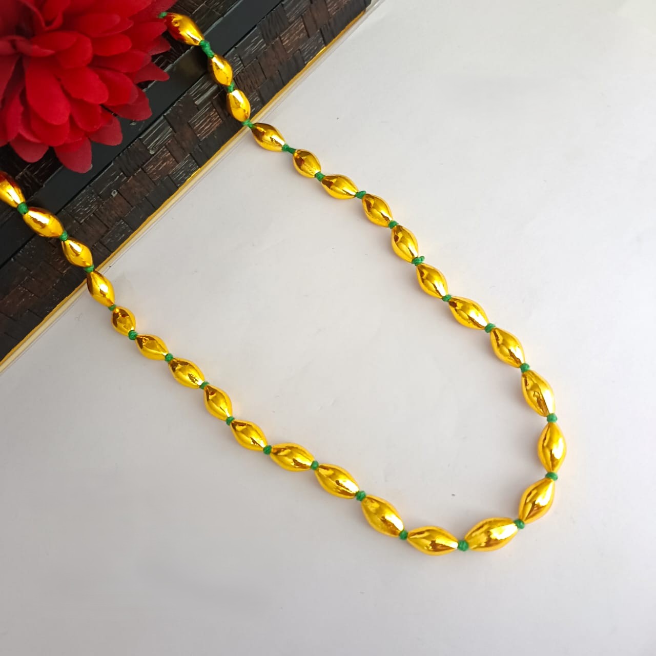 एक पदरी बोरमाळ लांबट मणी - Bormaal Lambde Mani - Singe Layered