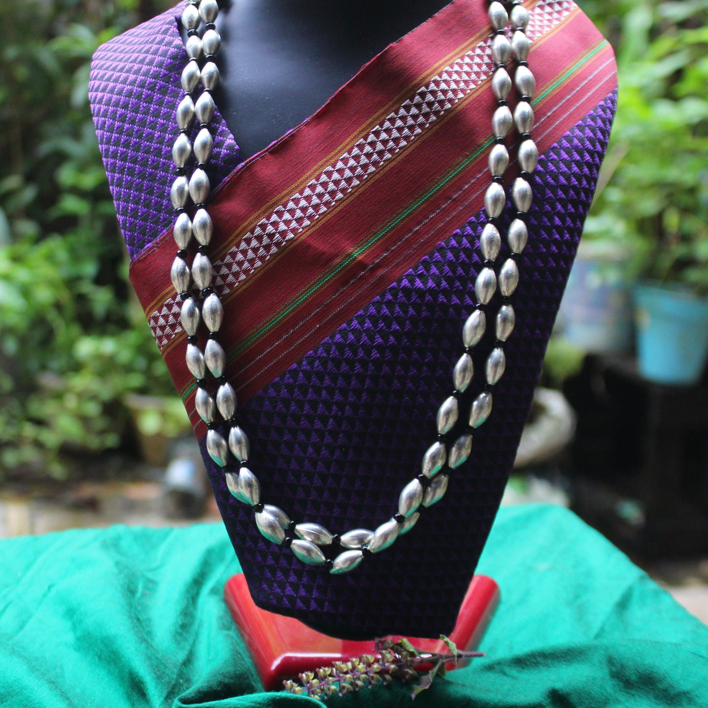 दोन पदरी बोरमाळ लांबट मणी - Bormaal Lambde Mani -2 Layered