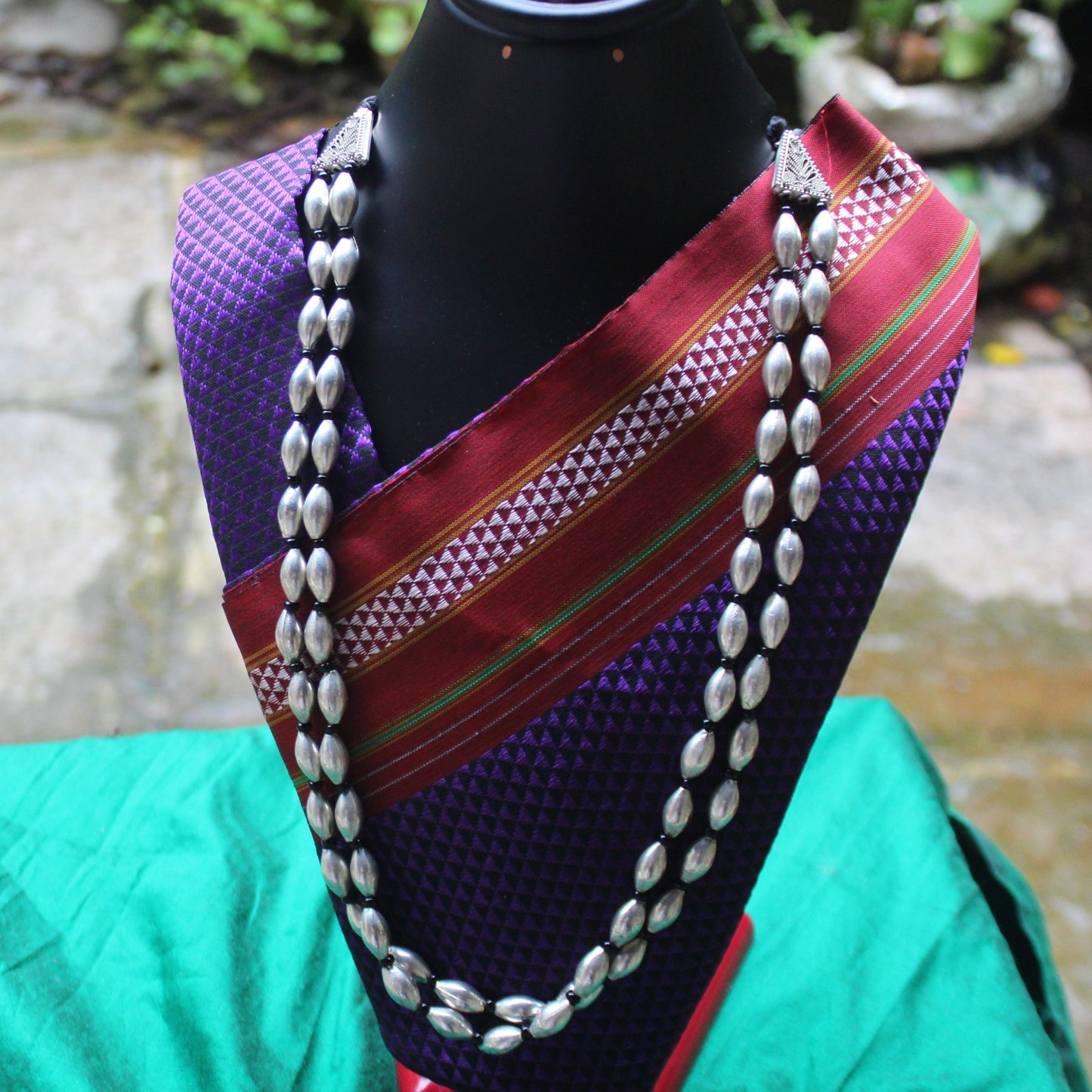 दोन पदरी बोरमाळ लांबट मणी - Bormaal Lambde Mani -2 Layered