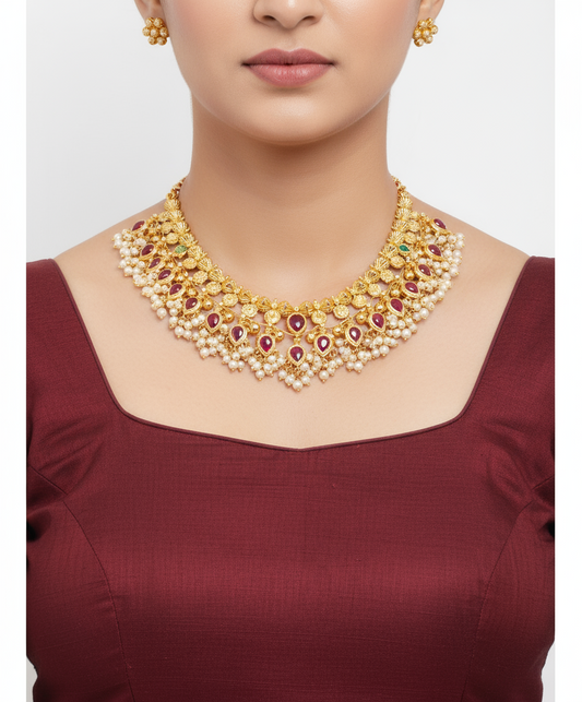 कोल्हापुरी साज -(Panadi Pink Kolhapuri Saaj)