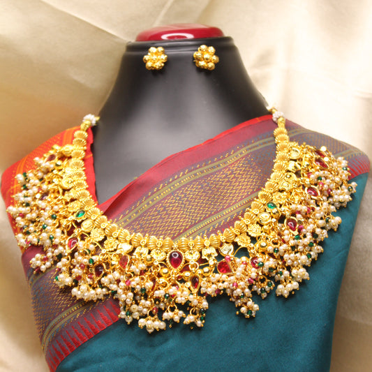 कोल्हापुरी साज -(Panadi Pink-Green Kolhapuri Saaj)