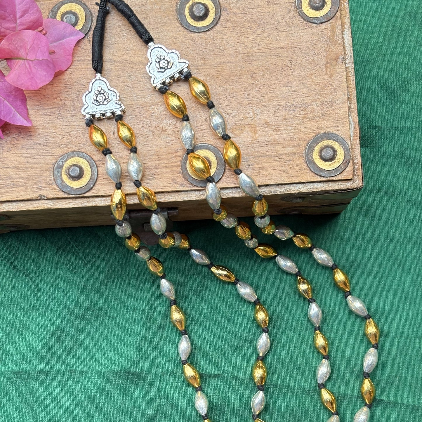 दोन पदरी बोरमाळ लांबट मणी - Bormaal Lambde Mani - 2 Layered