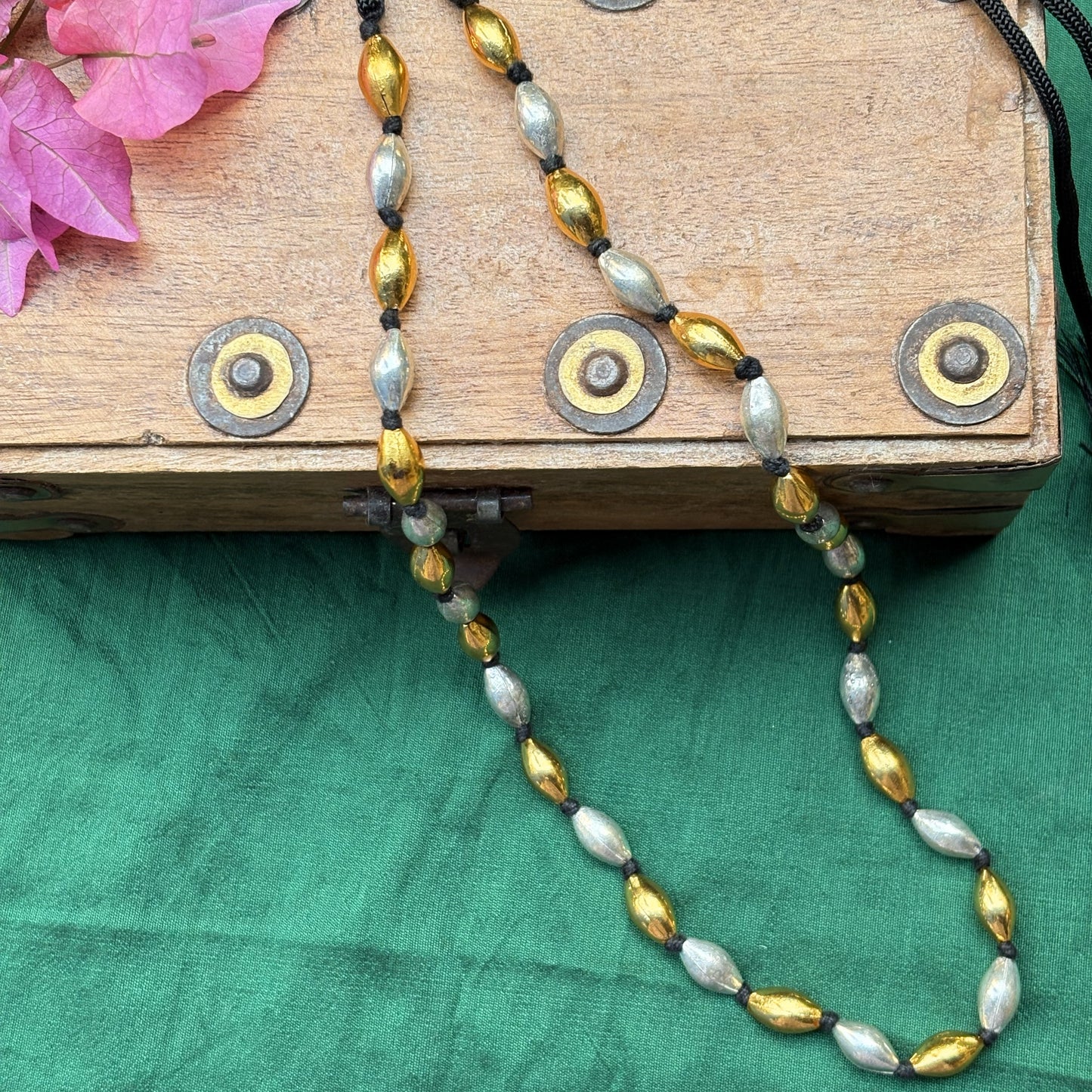 एक पदरी बोरमाळ लांबट मणी - Bormaal Lambde Mani - Single Layered