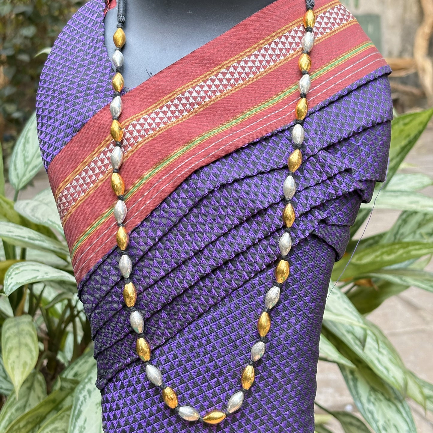 एक पदरी बोरमाळ लांबट मणी - Bormaal Lambde Mani - Single Layered