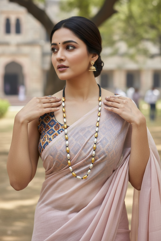 एक पदरी बोरमाळ लांबट मणी - Bormaal Lambde Mani - Single Layered