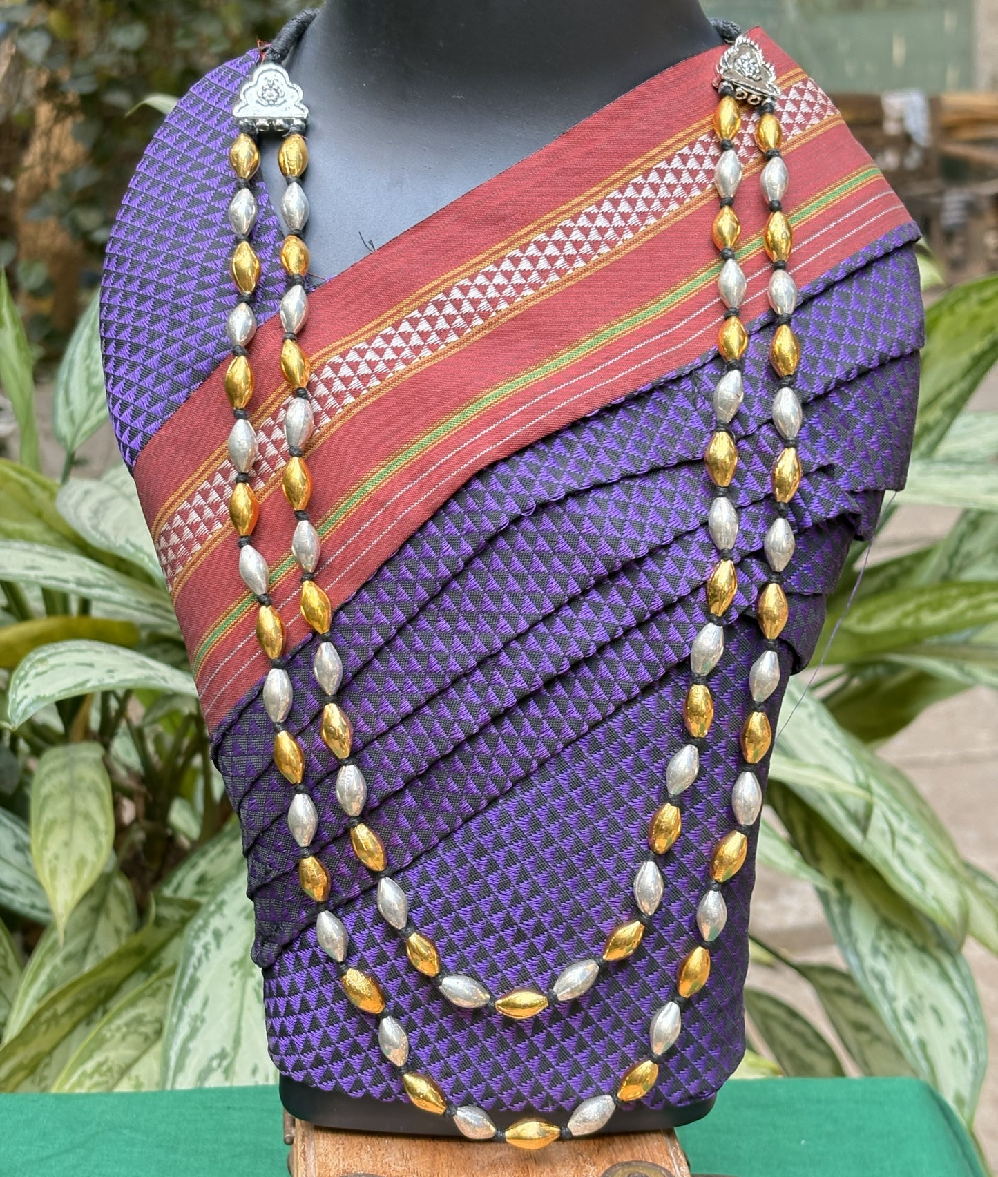 दोन पदरी बोरमाळ लांबट मणी - Bormaal Lambde Mani - 2 Layered