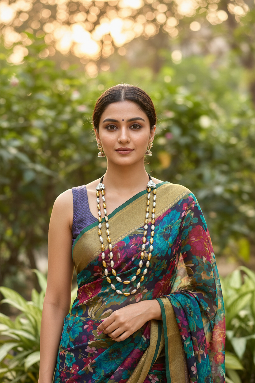 दोन पदरी बोरमाळ लांबट मणी - Bormaal Lambde Mani - 2 Layered