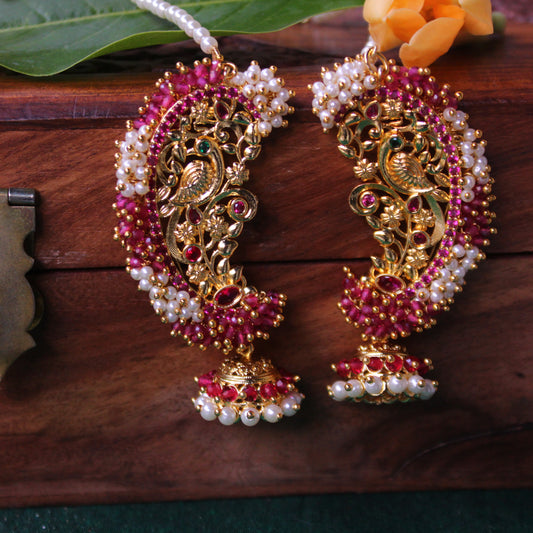 कर्णमयूर कान - KarnaMayur Kaan (Ruby)(Handcrafted)