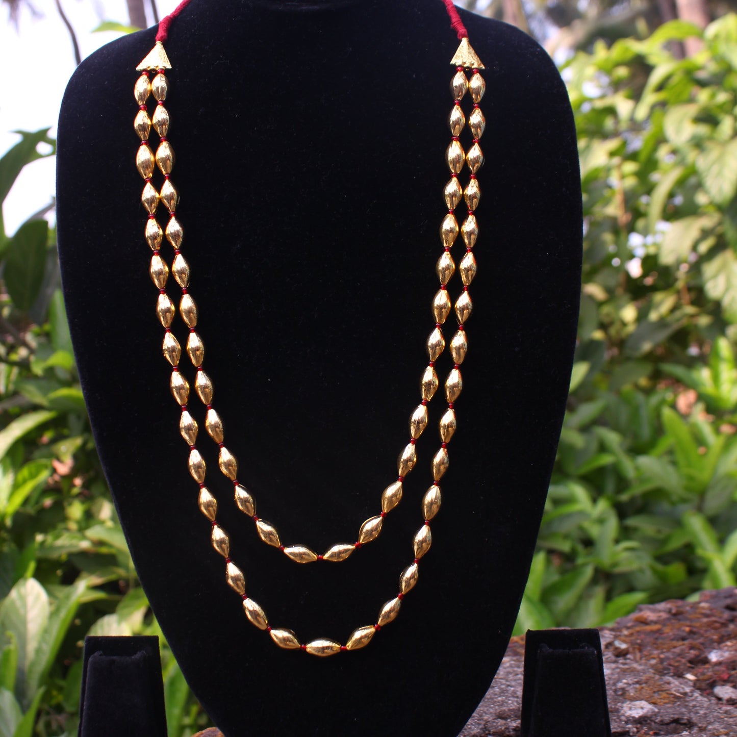 दोन  पदरी बोरमाळ लांबट मणी - Bormaal Lambde Mani -2 Layered