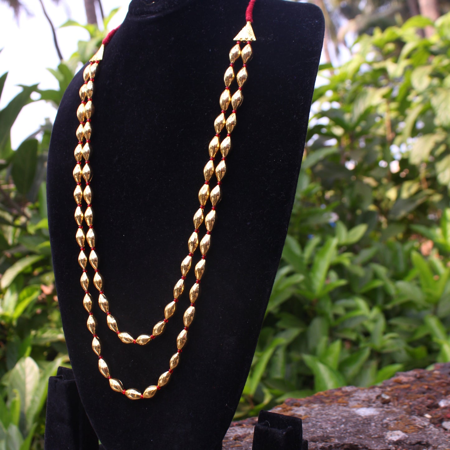 दोन  पदरी बोरमाळ लांबट मणी - Bormaal Lambde Mani -2 Layered