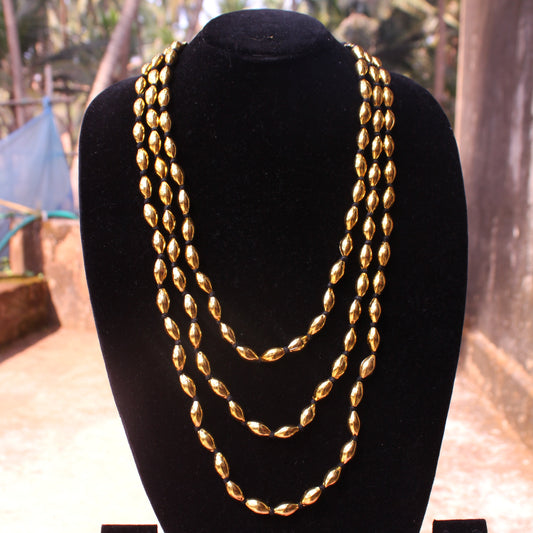 तीन पदरी बोरमाळ लांबट मणी - Bormaal Lambde Mani -3 Layered
