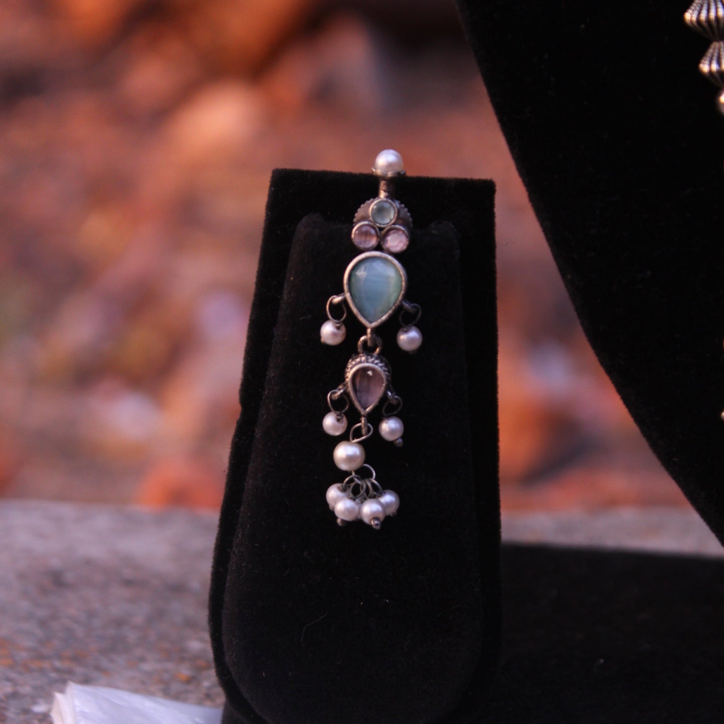 गुलाबी व फिरोजारत्‍न तन्मणी  - Rose-Turquoise Tanmani (7 Stones)