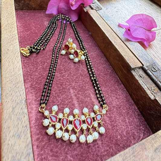 तन्मणी मंगळसूत्र  - Tanmani Mangalsutra (Ruby Pink)