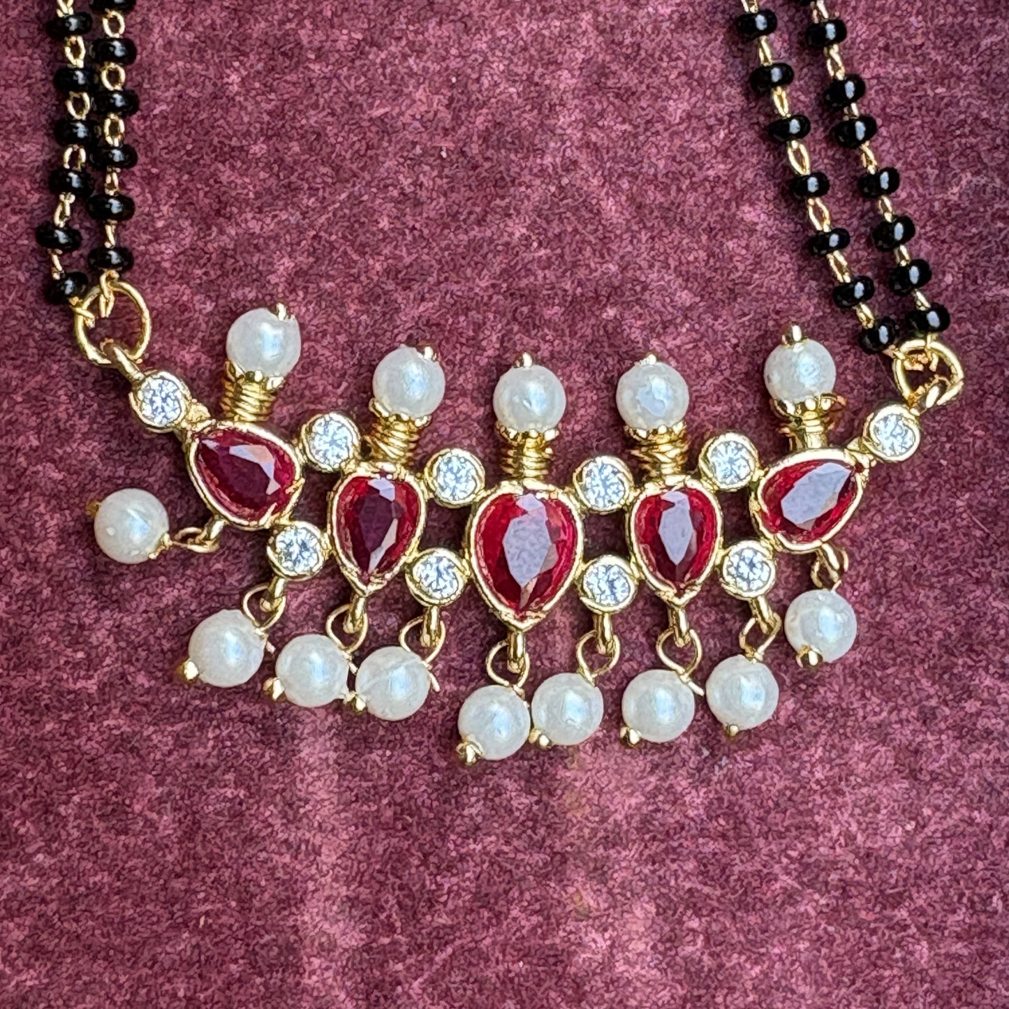 तन्मणी मंगळसूत्र  - Tanmani Mangalsutra (Ruby Pink)