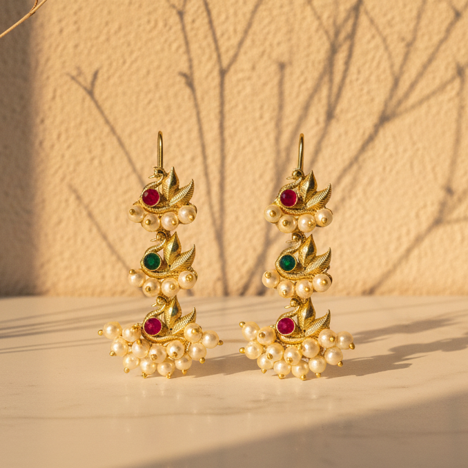 मयूरपंख बुगडी - Morpankh Clip-on Ear Cuff