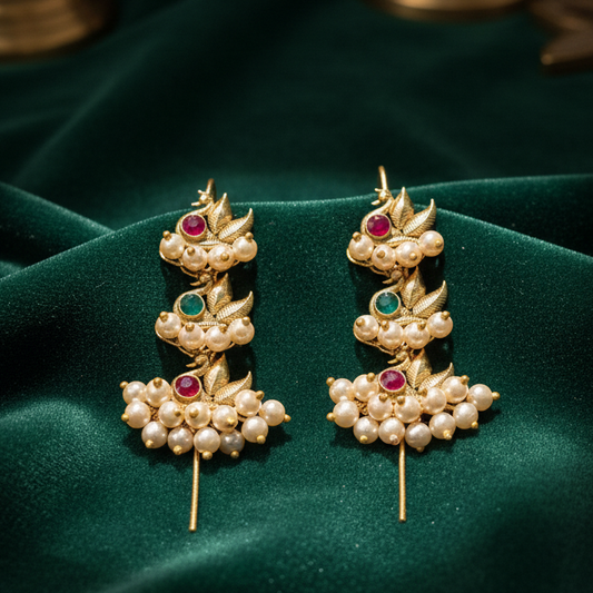 मयूरपंख बुगडी - Morpankh Clip-on Ear Cuff