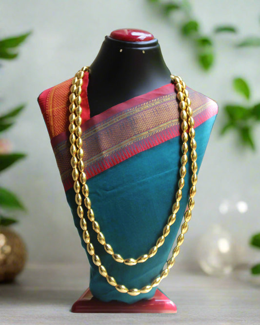 दोन  पदरी बोरमाळ लांबट मणी - Bormaal Lambde Mani -2 Layered