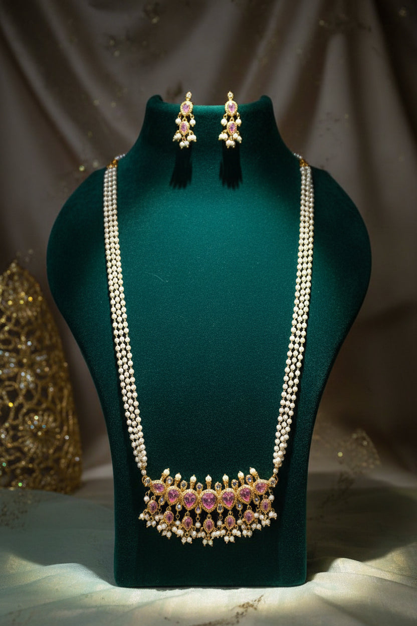 Light Pink Tanmani 7 stones Puneri Khod