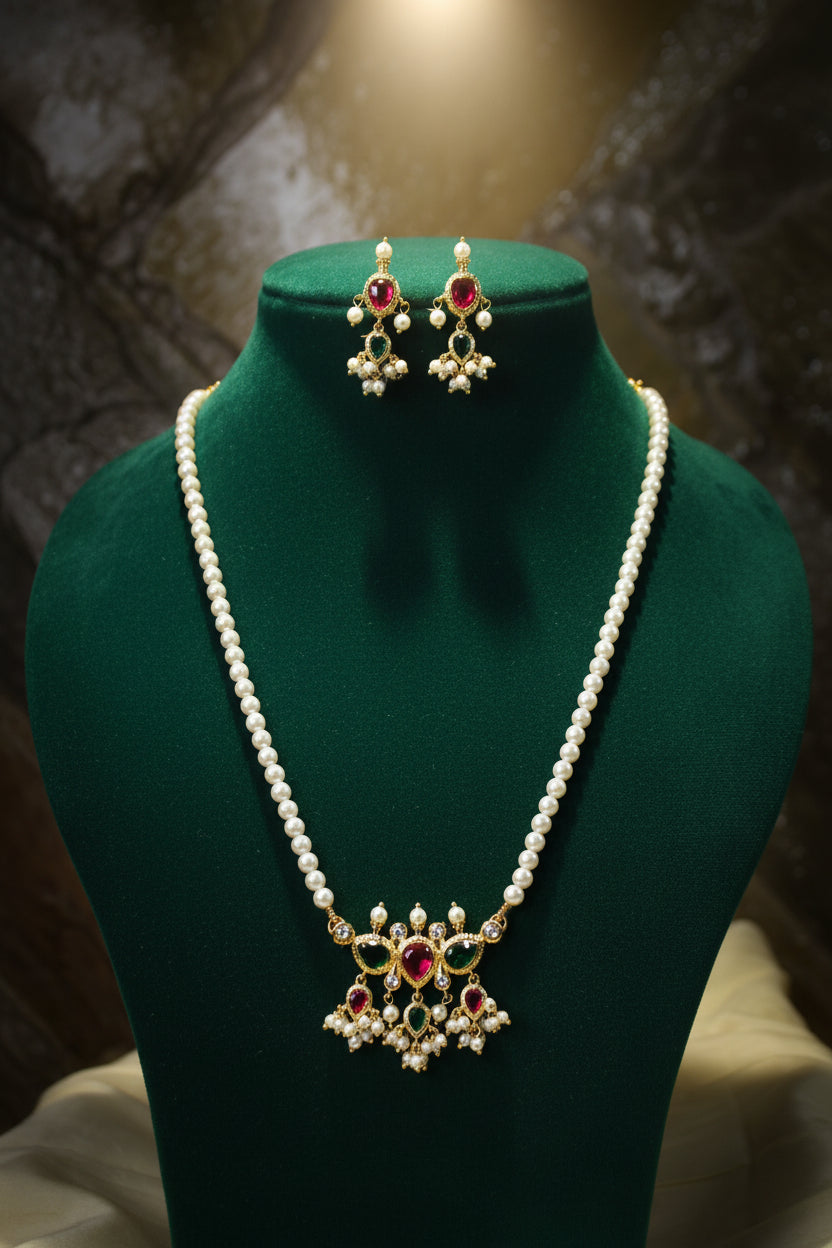 Red Green Tanmani 3 stones