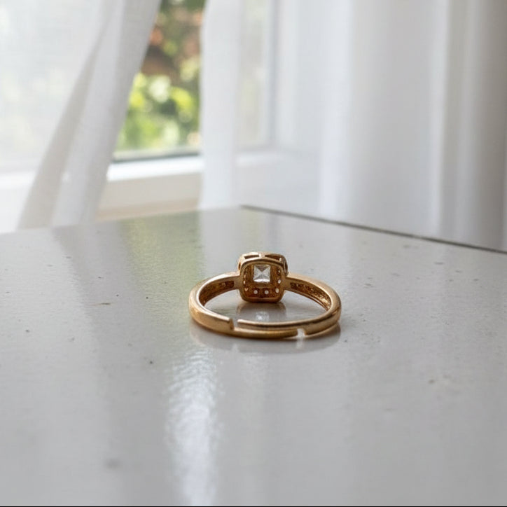 Square AD gold ring 