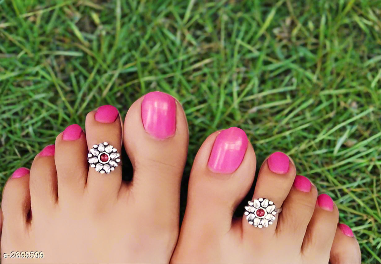 फूल - Phool Red Stone Toe Ring