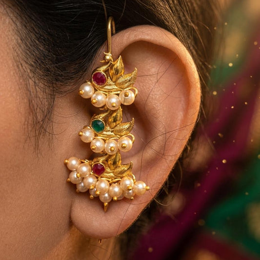 मयूरपंख बुगडी - Morpankh Clip-on Ear Cuff