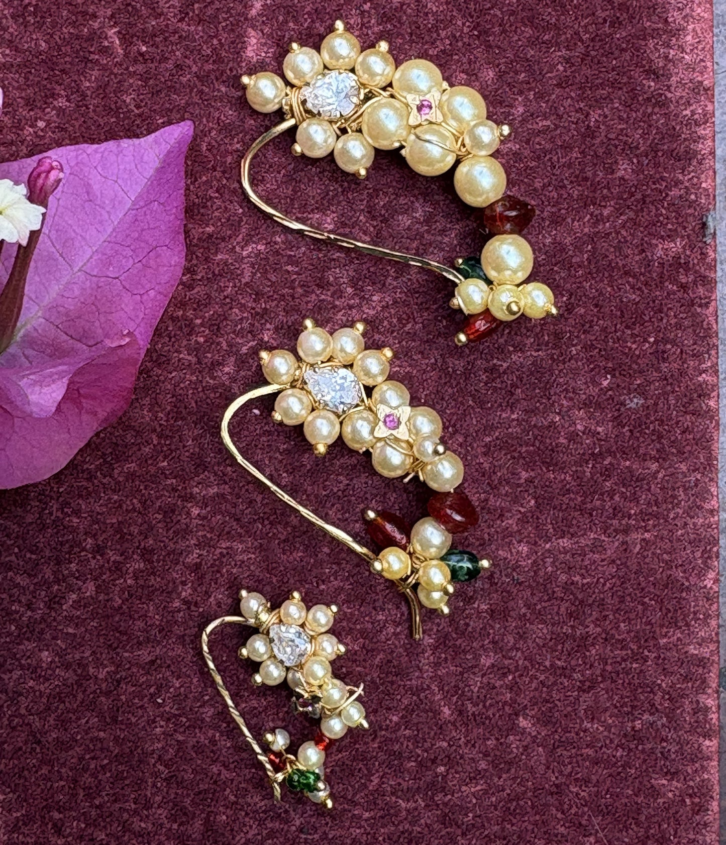 मोत्याची ब्राम्हणी नथ  - Motyachi Brahmani Nath- White Stone